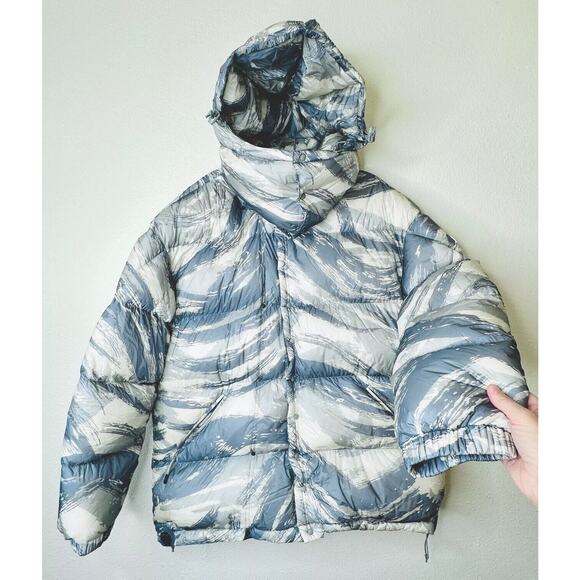 Moncler Genius Muted Cream Blue Gray Sage Army Paint Swatch Hooded Down Jacket S - Picture 2 of 16